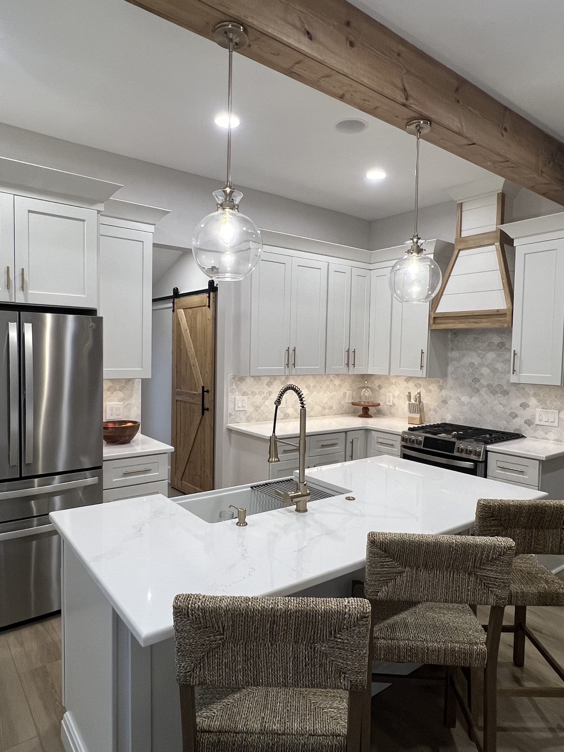 Modern kitchen island pendant lighting and stylish interior illumination in Mooresville, NC.